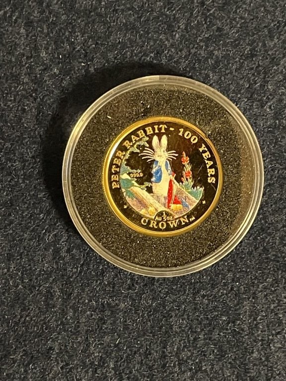 東京都豊島区千川で買取相談を受けたピーターラビット生誕100周年記念金貨のアップ写真