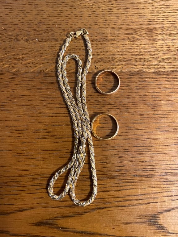 東京都豊島区要町で買取したK18ネックレスとK20リングの写真